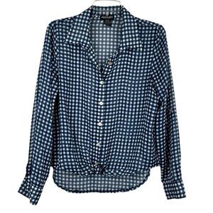 About A Girl Plaid Sheer Button Down Long Sleeve Medium